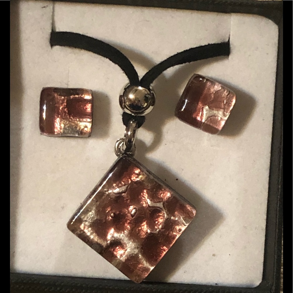 Authentic Murano Glass Necklace & Earrings Set